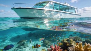Glass bottom boat in the Florida Keys showcasing vibrant marine life